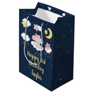 Elephant Pink and Navy Happy Birthday Medium Gift Bag