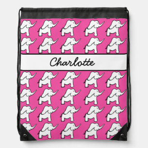 Elephant pink and white PE sports Drawstring Bag