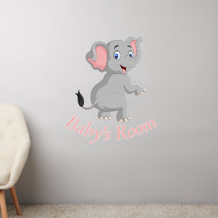 Elephant Pink Balloon Baby's Room Wall Decal