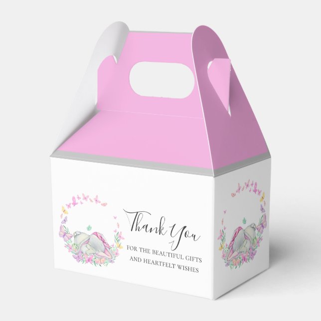 Elephant Pink Butterfly  Favor Box (Front Side)