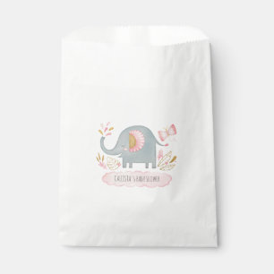 Elephant Pink Cute Girl Baby Shower Favor Bag