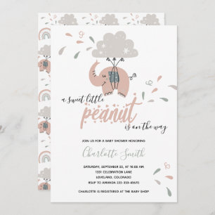 Elephant Pink Cute Girl's Baby Shower Invitation