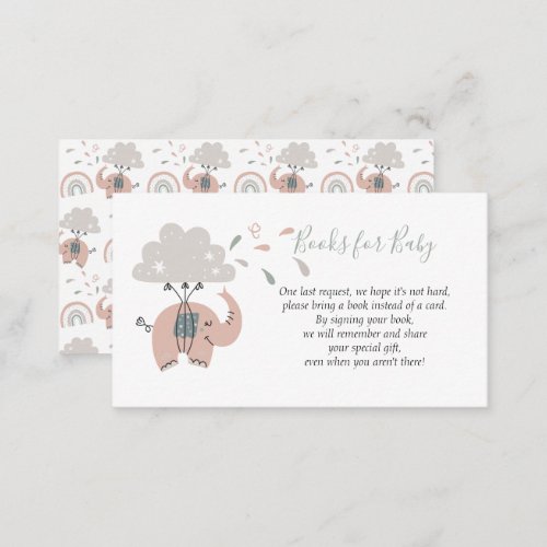 Elephant Pink Cute Girls Books for Baby Enclosure Card