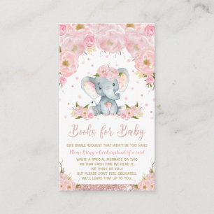 Elephant Pink Floral Baby Shower Bring a Book Enclosure Card