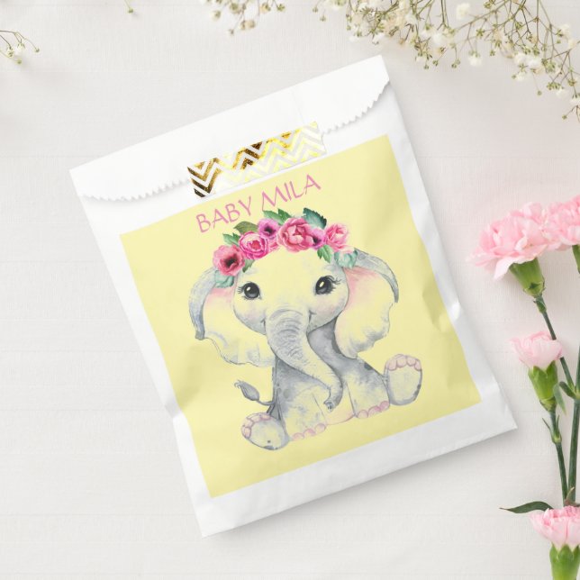 Elephant pink girl baby shower favor favor bag (Sealed)