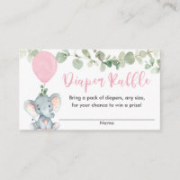 Elephant pink greenery girl shower diaper raffle