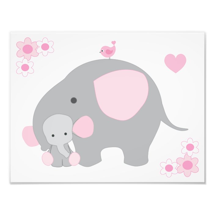 pink and gray elephant nursery decor