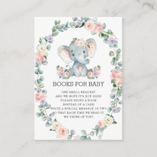 Elephant Pink Purple Floral Leafy Books for Baby Enclosure Card