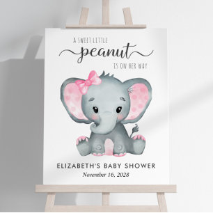 Elephant Pink Watercolor Baby Girl Shower Foam Board