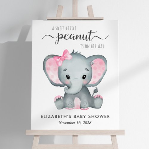 Elephant Pink Watercolor Baby Girl Shower Foam Board