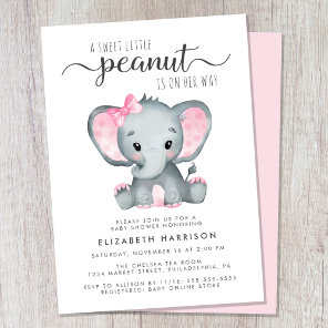 Elephant Pink Watercolor Baby Girl Shower Invitation