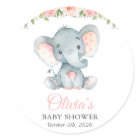 Elephant, Pink Watercolor Flowers, Baby Shower
