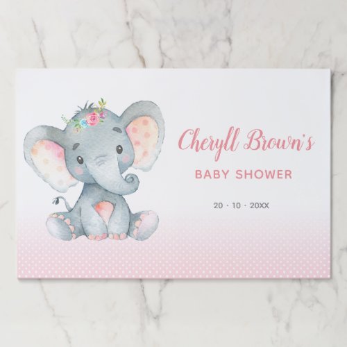 Elephant Placemats Girl Pink Baby Shower Placemat