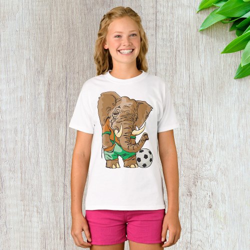Elephant Playing Football T_Shirt