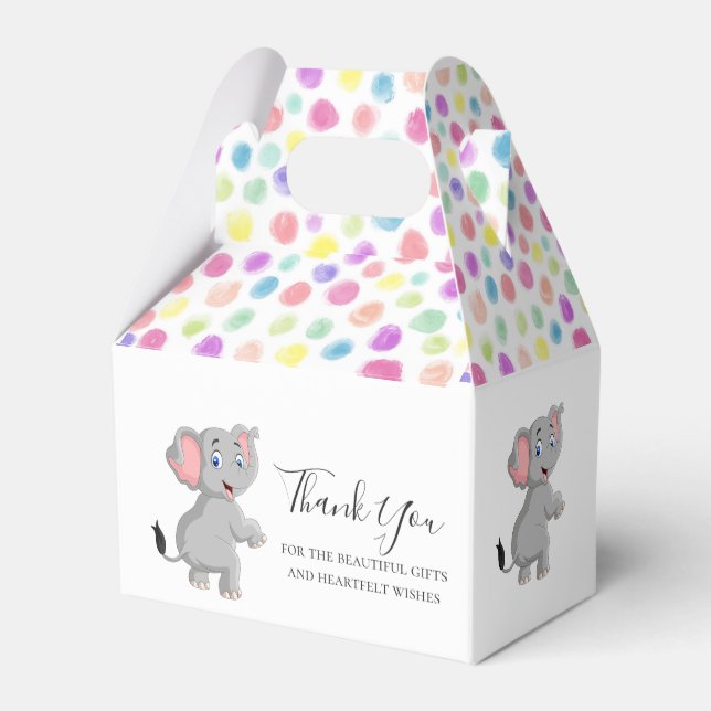 Elephant Poker Dots Favor Box (Back Side)