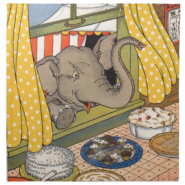 elephant poking his head through the window cloth napkin (Front)