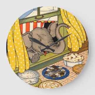 elephant poking his head through the window large clock