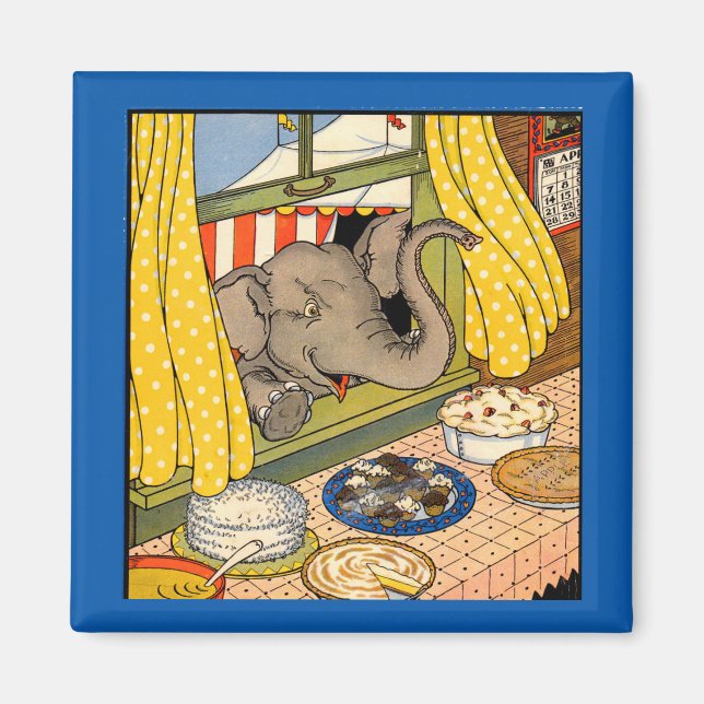 elephant poking his head through the window magnet (Front)