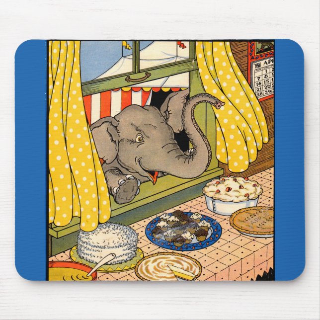 elephant poking his head through the window mouse pad (Front)