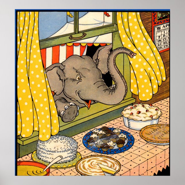 elephant poking his head through the window poster (Front)