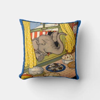 elephant poking his head through the window print throw pillow