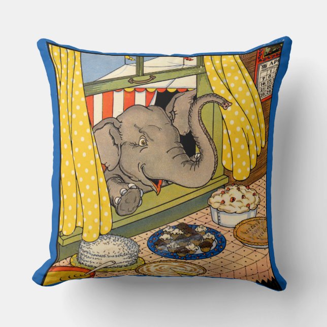 elephant poking his head through the window throw pillow (Front)