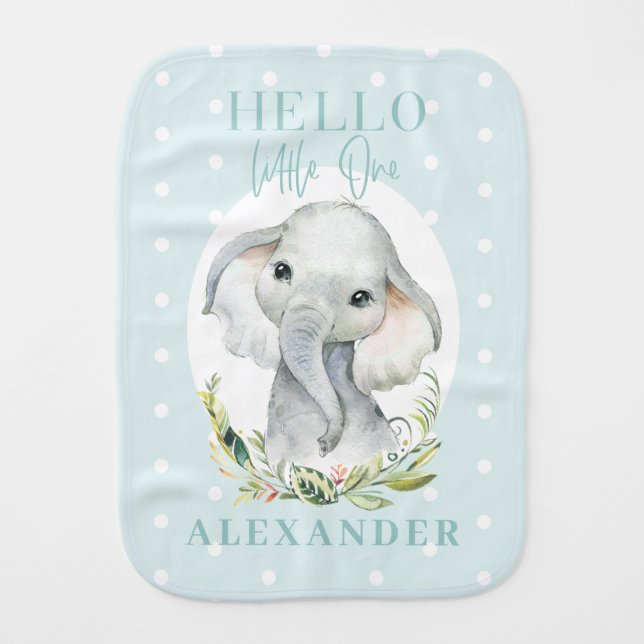 Elephant polka dot new baby baby burp cloth (Front)
