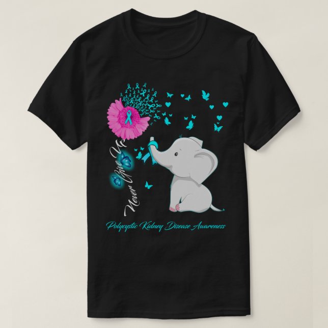 Elephant Polycystic Kidney Disease Awareness  Ribb T-Shirt (Design Front)