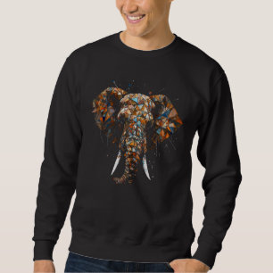 Elephant Polygon Artwork Colourful African Elephan Sweatshirt
