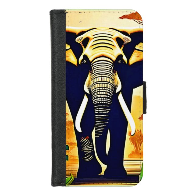 Elephant Portrait Jungle View iPhone Wallet Case (Front)