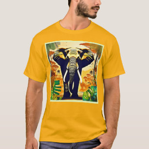 Elephant Portrait Jungle View T-Shirt