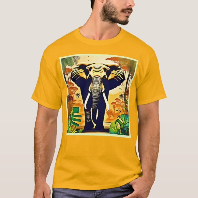 Elephant Portrait Jungle View T-Shirt (Front)