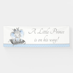 Elephant Prince Baby Shower Backdrop Banner
