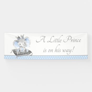 Elephant Prince Baby Shower Backdrop Banner by The_Baby_Boutique at Zazzle