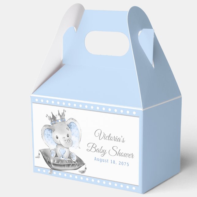 Elephant Prince Baby Shower Favor Boxes (Personalize with your text.)