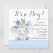Elephant Prince Baby Shower Invitation (Front)