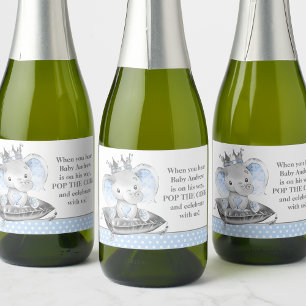 Elephant Prince Baby Shower Mini Sparkling Wine La Sparkling Wine Label