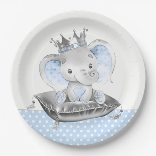 Elephant Prince Baby Shower Paper Plates