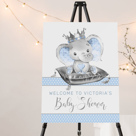 Elephant Prince Baby Shower Welcome Sign