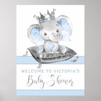 Elephant Prince Baby Shower Welcome Sign