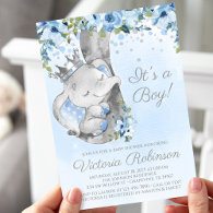 Elephant Prince Boy Baby Shower Invitation