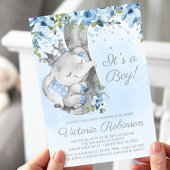 Elephant Prince Boy Baby Shower Invitation