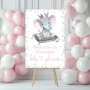 Elephant Princess Baby Shower Welcome Sign