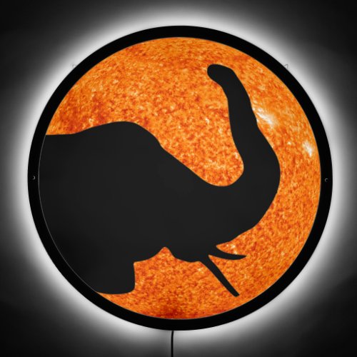 Elephant Profile Solar Eclipse Shadow LED Sign