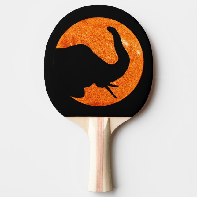 Elephant Profile Solar Eclipse Shadow Ping Pong Paddle (Front)