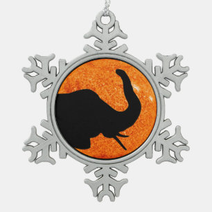 Elephant Profile Solar Eclipse Shadow Snowflake Pewter Christmas Ornament