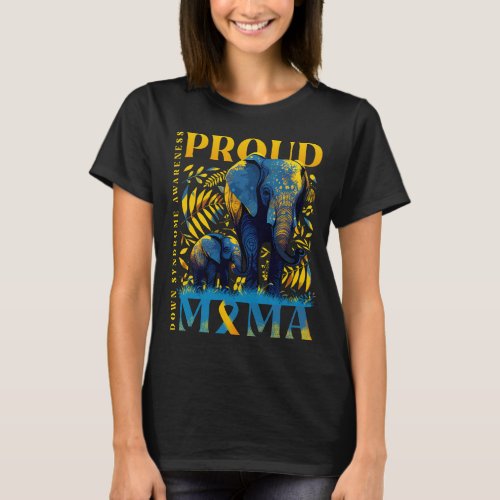 Elephant Proud Mama Down Syndrome Awareness T_Shirt