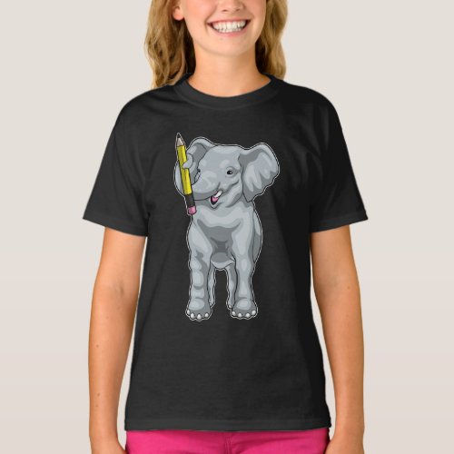 Elephant Pupil Pencil School T_Shirt