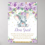 Elephant Purple Baby Shower Thumbprint Guestbook