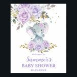 Elephant Purple Lilac Floral Baby Shower Welcome Poster<br><div class="desc">Personalize this elegant purple lilac floral elephant welcome sign poster with your own wording easily and quickly. Simply click the Edit Using Design Tools button to further edit the text, wording, font style, font size, font color, add more text, move or remove some images. Featuring an adorable baby elephant and...</div>